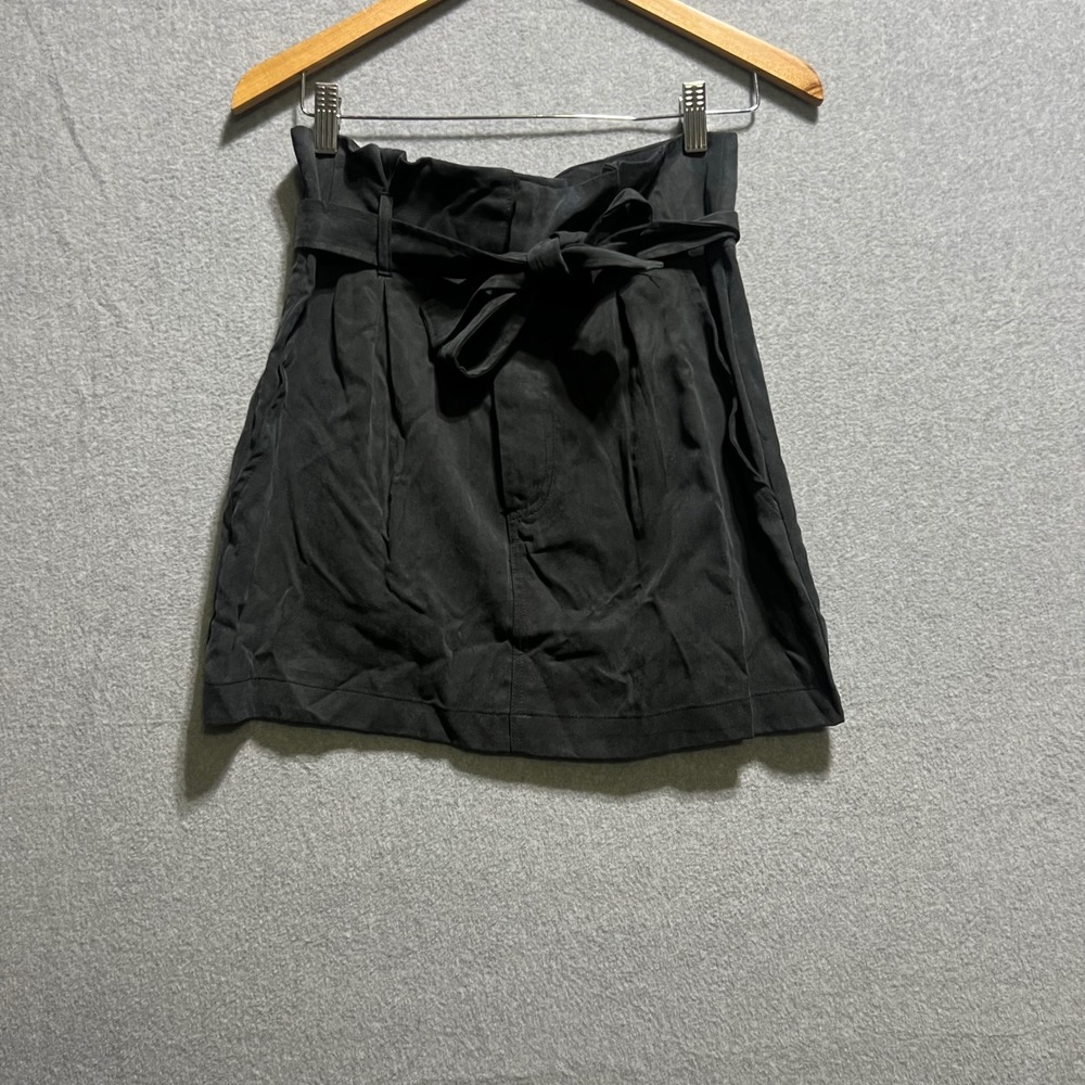 Reformation Black Tencel Paperbag Waist Mini Skirt with Belt Size 4 NWT